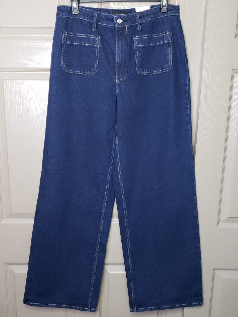 FREE Assembly NWT Classic Wide-Leg Patch Pocket Women's Jeans Dark Blue 14 LONG